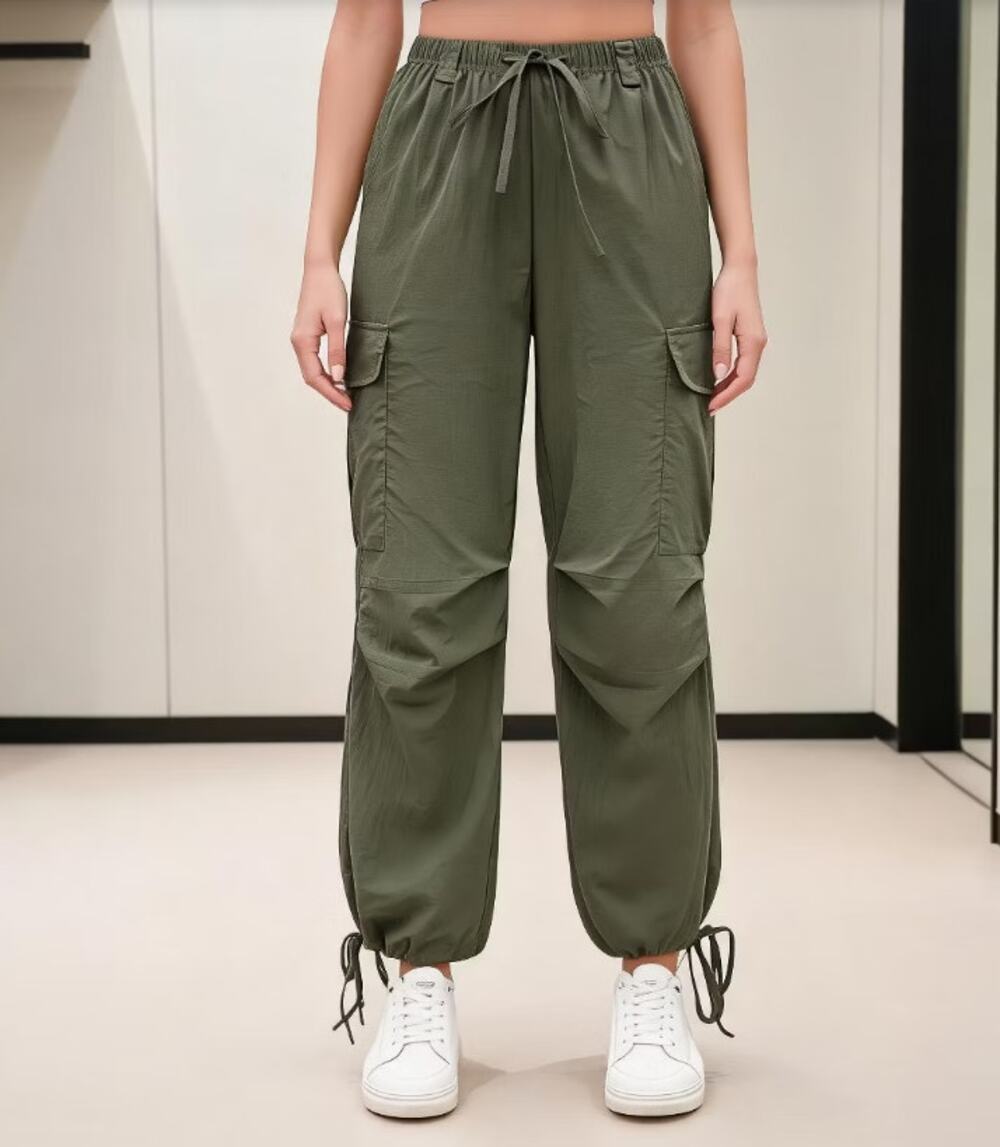 AVA & VIV Cargo Jogger Pants Elastic Waist Outdoor Trousers Green Sz 2 XL
